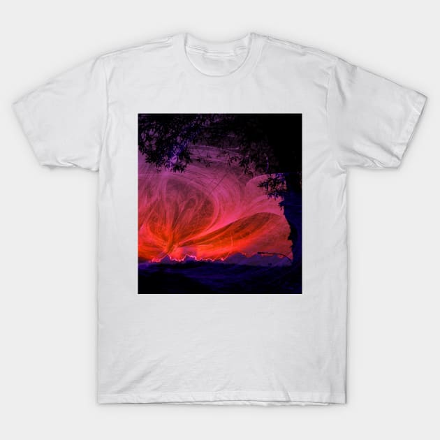 Fiery fractal sunset T-Shirt by hereswendy